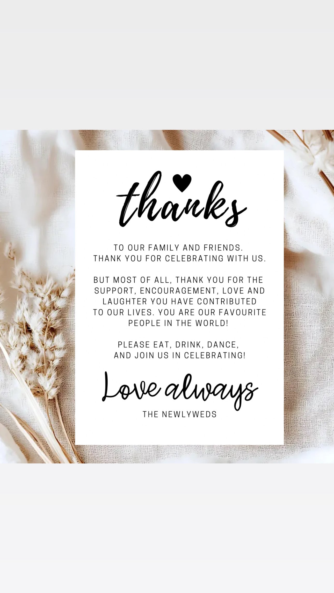 Thank you Wedding Card