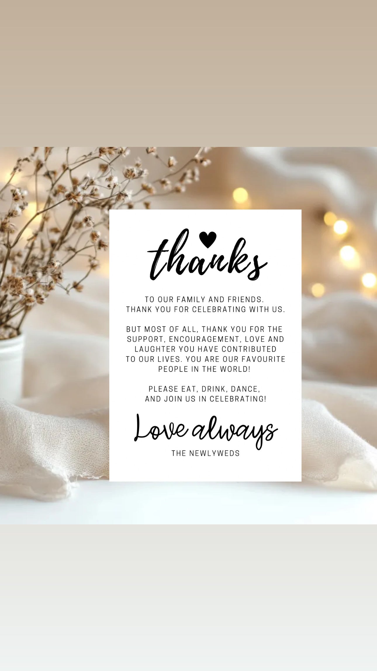 Thank you Wedding Card