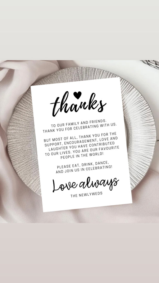 Thank you Wedding Card